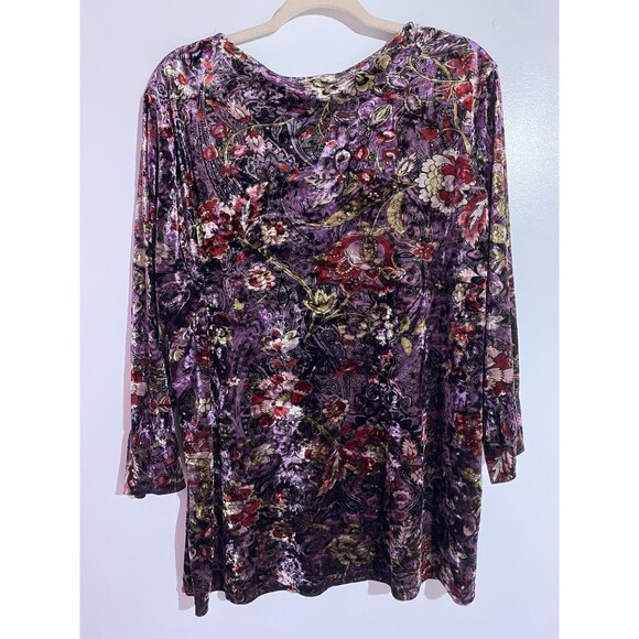 Velvet Burnout Blouse Top 1X Purple Floral Whimsigoth Fairygrunge Boho Feminine - Picture 2 of 10